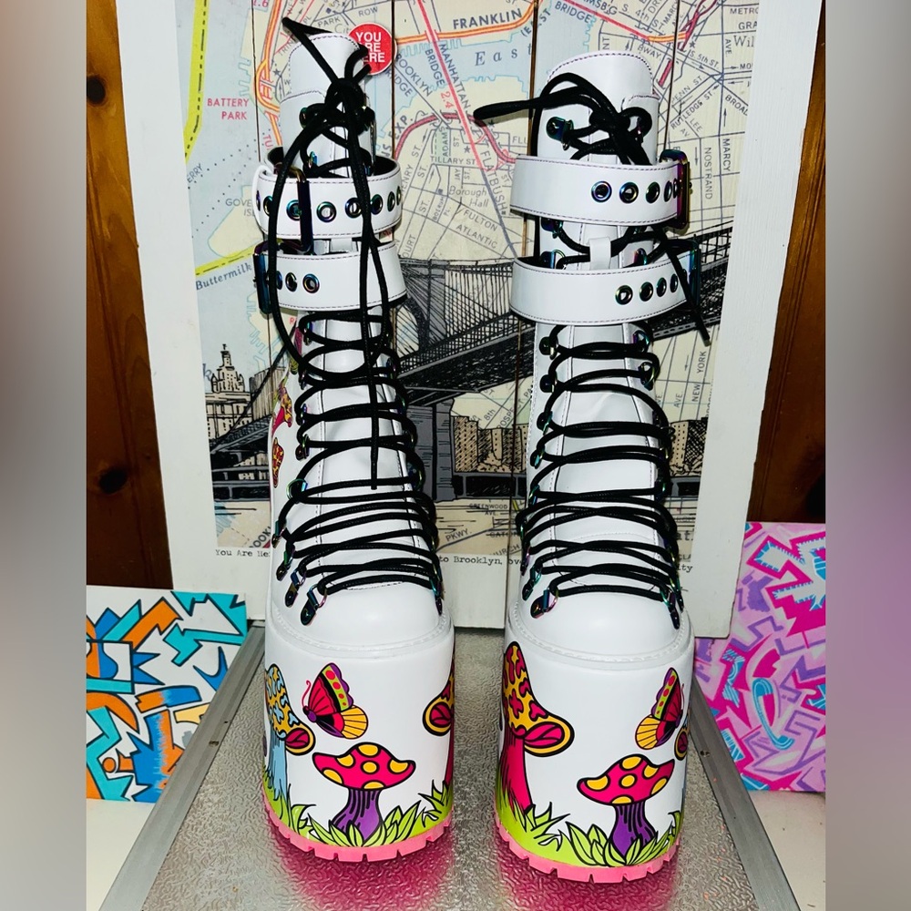 BNWT!! Current Mood Colorful Mushroom Mega Platform Boots - Picture 6 of 11